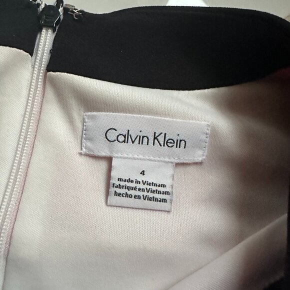 CALVIN KLEIN | Midi Dress | Size 4 | White Pink Black | Polyester Spandex Blend - Picture 9 of 14